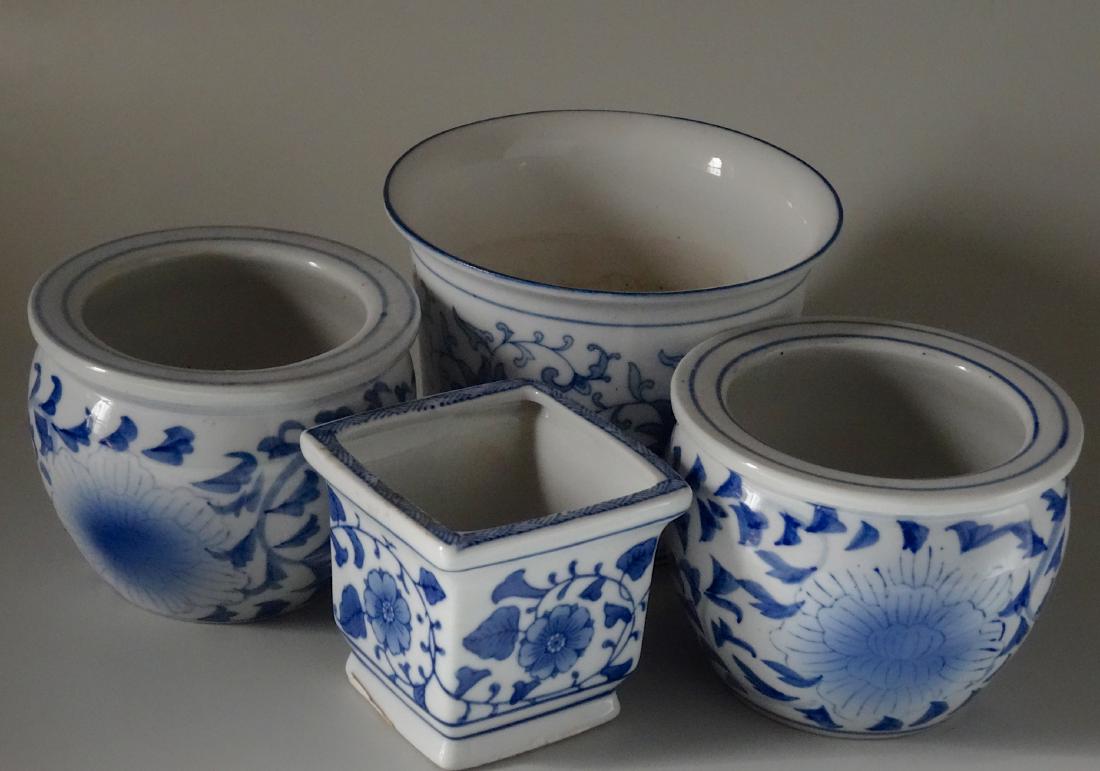 Painted Blue and White Cachepot Planter Oriental Style (1 of 6)