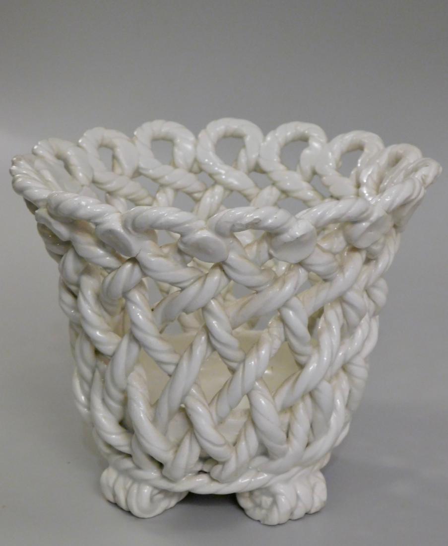 Italian Blanc De Chine Ceramic Woven Planter Cachepot (1 of 3)