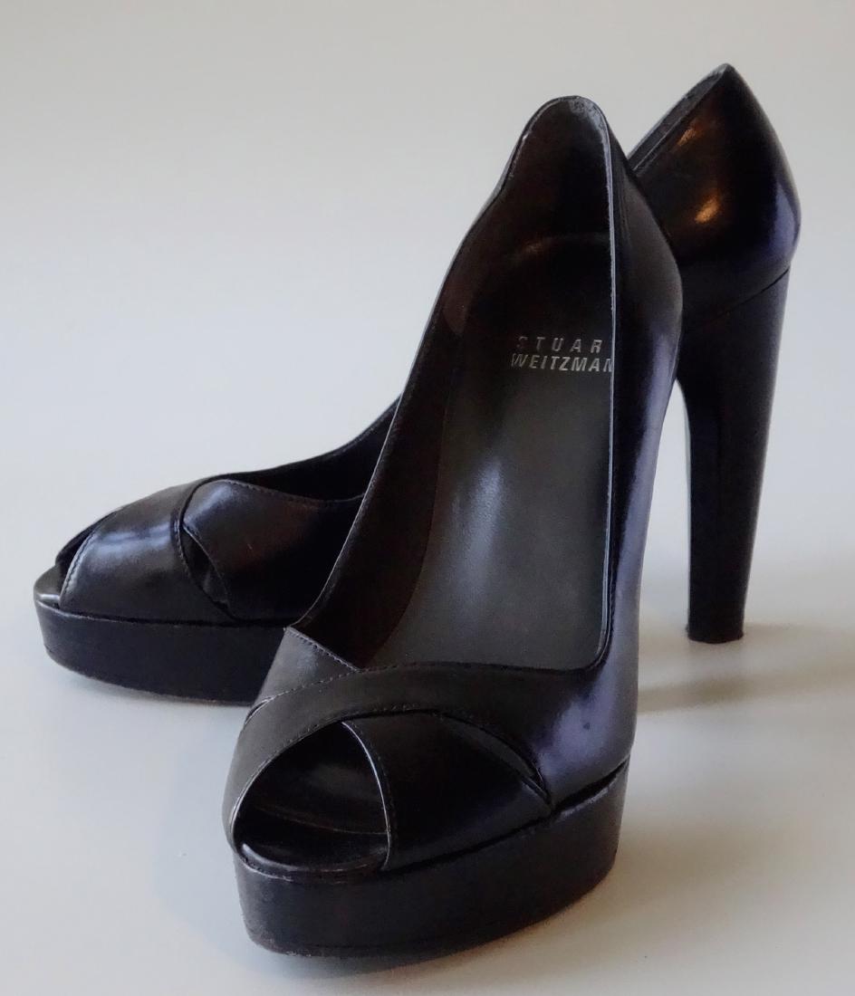Stuart Weitzman Platform Shoes Black Leather High Heel: Stuart Weitzman Platform Shoes Black Leather High Heel Made in Spain Size 6 M; Heel 4 5/16â€.