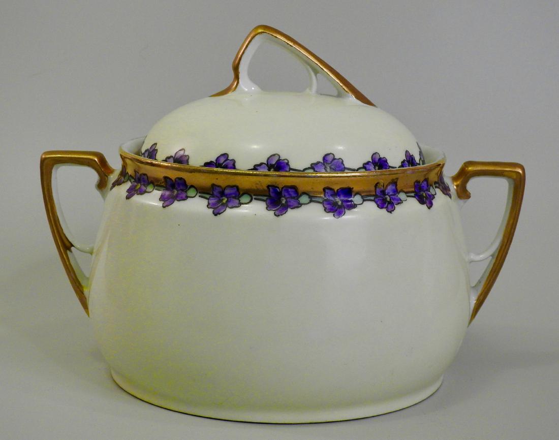 Antique KPM Painted Porcelain Art Nouveau Tureen: Antique KPM Painted Porcelain Art Nouveau Tureen Approximately 8 x 6 3/8 x 6 inches tall.