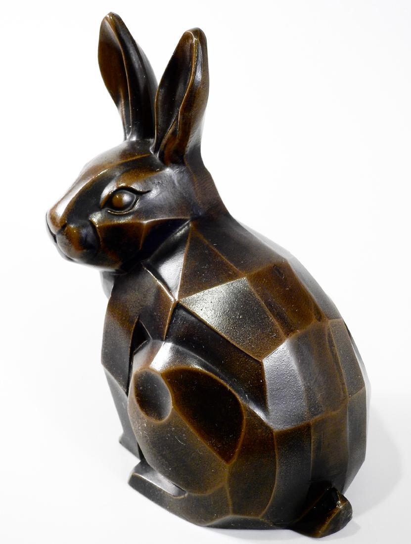Cubist Modern Abstract Bronzed Spelter Bunny Rabbit: Cubist Modern Abstract Bronzed Spelter Bunny Rabbit Figurine Japan Approximately 4 Â½ x 3 x 5 7/8 inches.