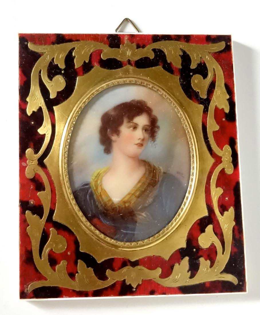 Antique German Miniature Beauty Painting Boulle Frame (1 of 7)