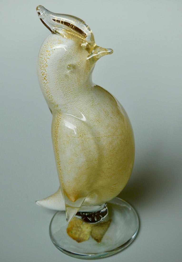 Venetian Vintage Murano Gold Flecks Opalescent Glass: Venetian Vintage Murano Gold Flecks Opalescent Glass Bird Sculpture Paperweight Approximately 6 inches tall.