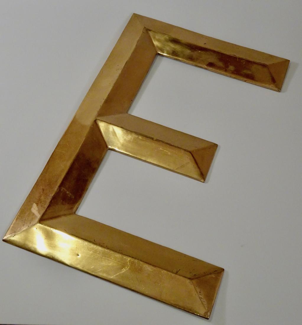 Antique Brass Sign Advertising Letter E Lead Filled (1 of 5)