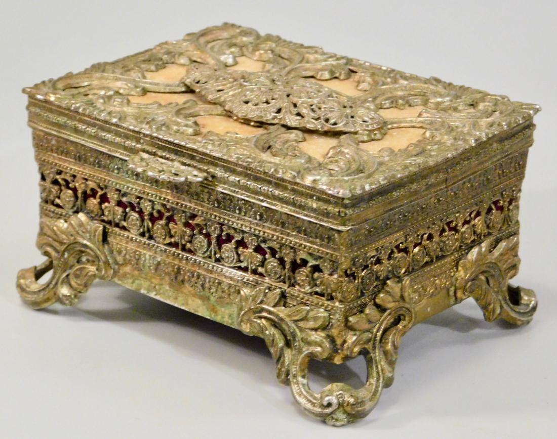 Vintage Ornate White Metal Trinket Box (1 of 4)