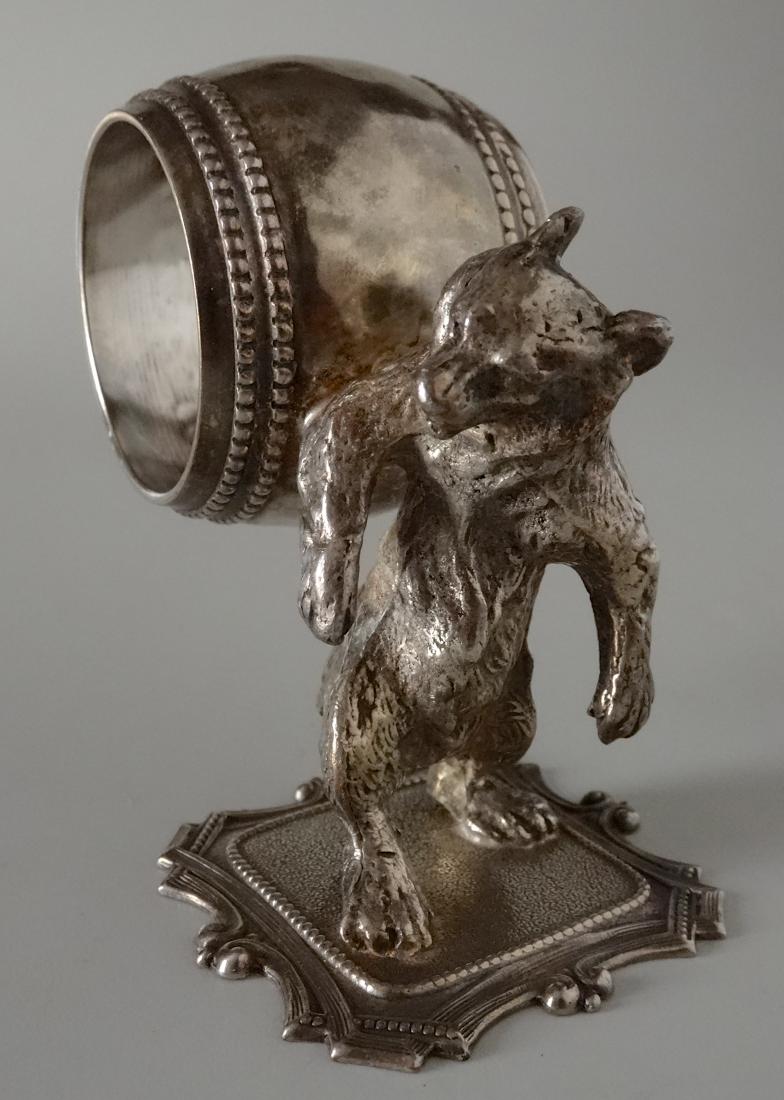 Bear with Barrel Silver Plated Napkin Ring (1 of 6)