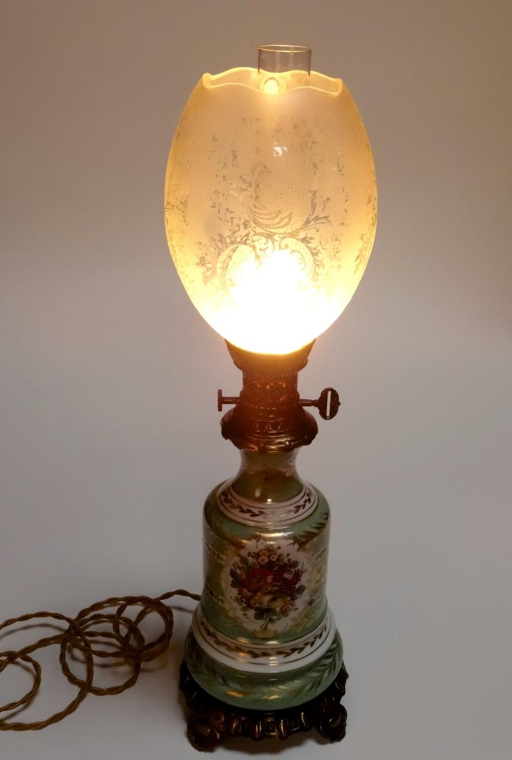Vintage French Kerosene Moderator Style Porcelain Lamp (1 of 10)