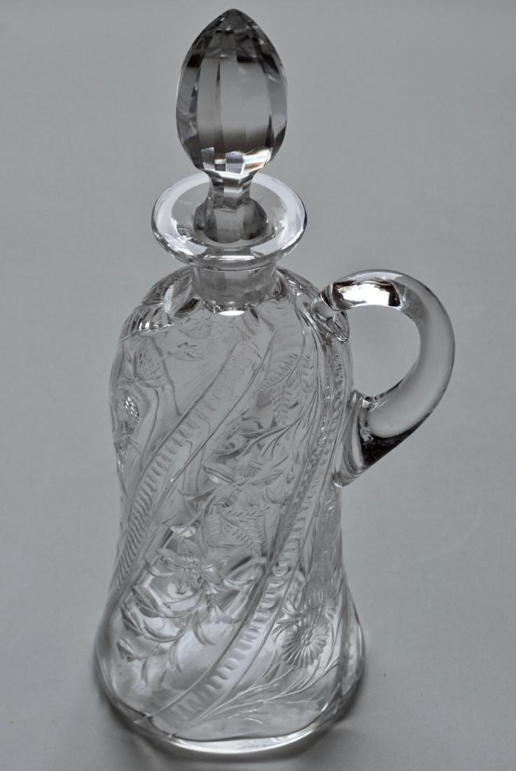 Antique English Thomas Webb Rock Crystal Intaglio Cut: Antique English Thomas Webb Rock Crystal Intaglio Cut Glass Decanter Signed 9 3/4 inches tall x 3 7/16 inches in diameter.