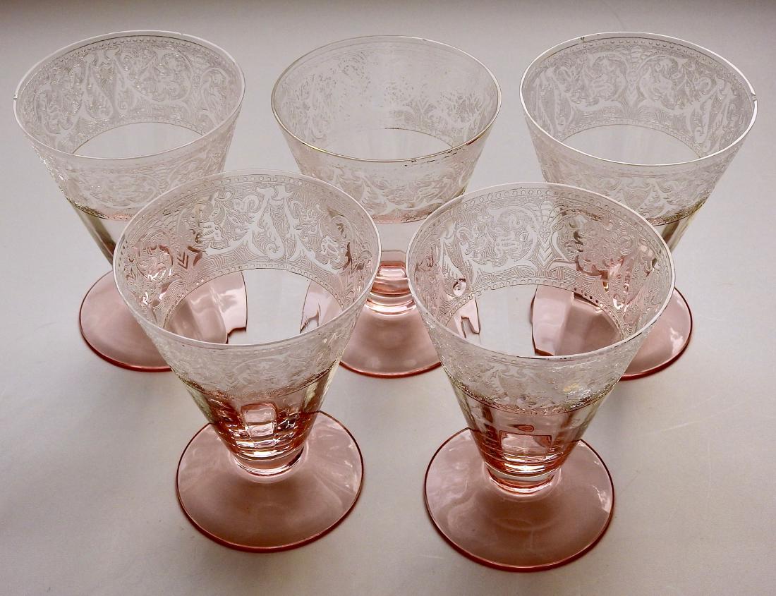 Vintage Needle Etched Elegant Glass Poinsettia Pink Art (1 of 5)