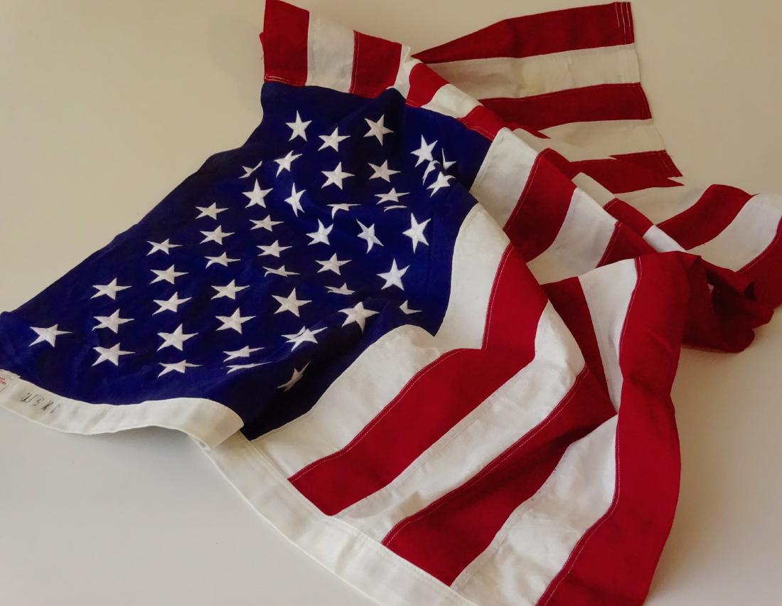 Good Quality American Stars and Stripes Embroidered: Good Quality American Stars and Stripes Embroidered Flag Approximately 32 3/16" x 62 1/8".