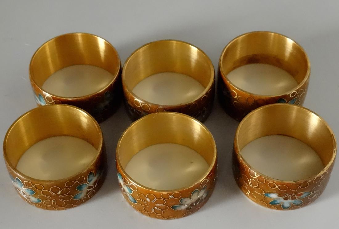 Oriental Cloisonné Napkin Ring Lot of 6: Oriental Cloisonné Napkin Ring Lot of 6 Each is approximately 3/4 x 1 9/16 inches in diameter.