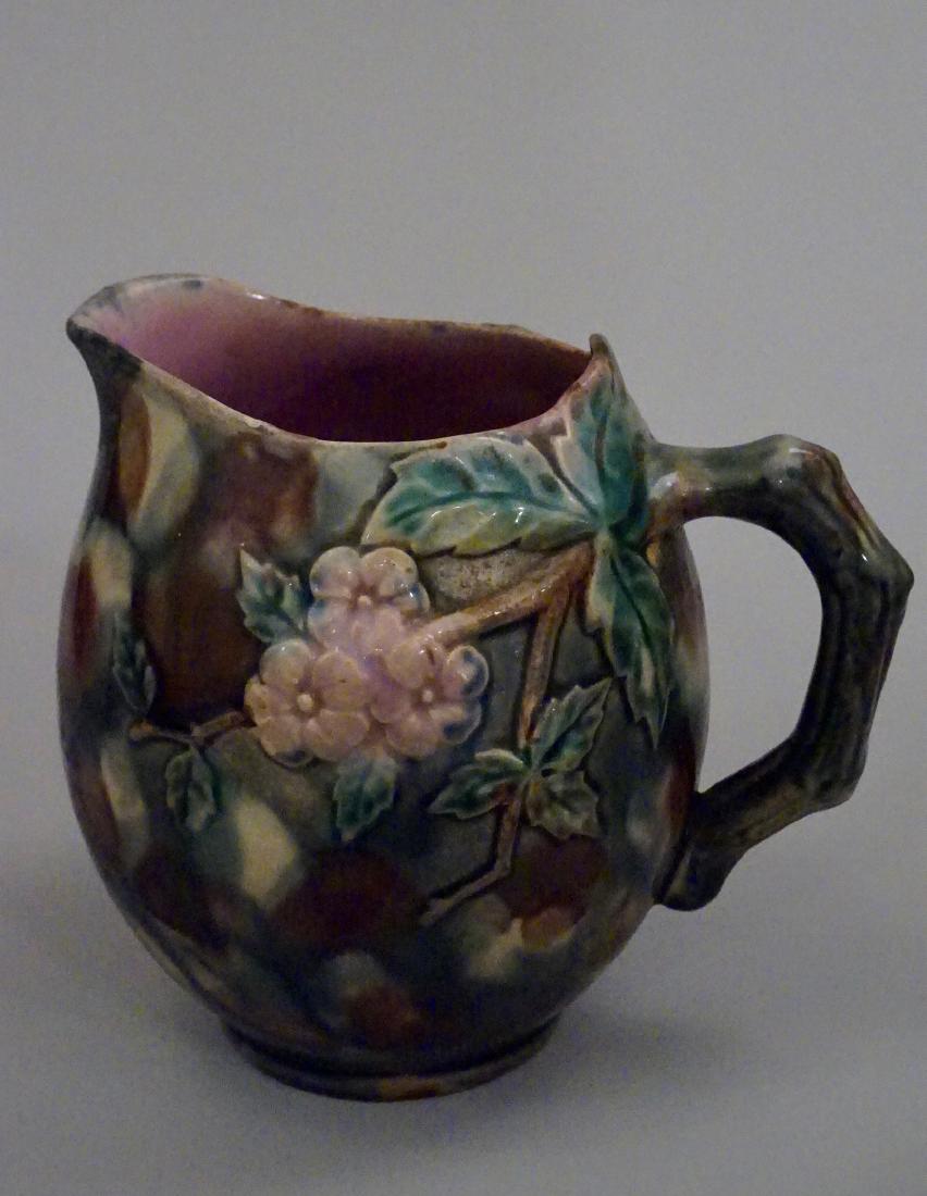 Griffin Smith Hill Etruscan Antique Majolica Hawthorne: Griffin Smith Hill Etruscan Antique Majolica Hawthorne Pitcher 6 9/16 x 5 1/16 x 6 inches tall.
