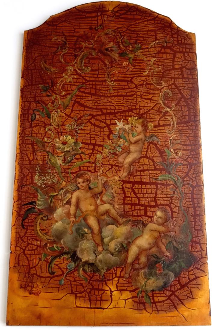 Painted on Wood Cherubs Putti Panel Signed 1788 Wall Pl (1 of 7)
