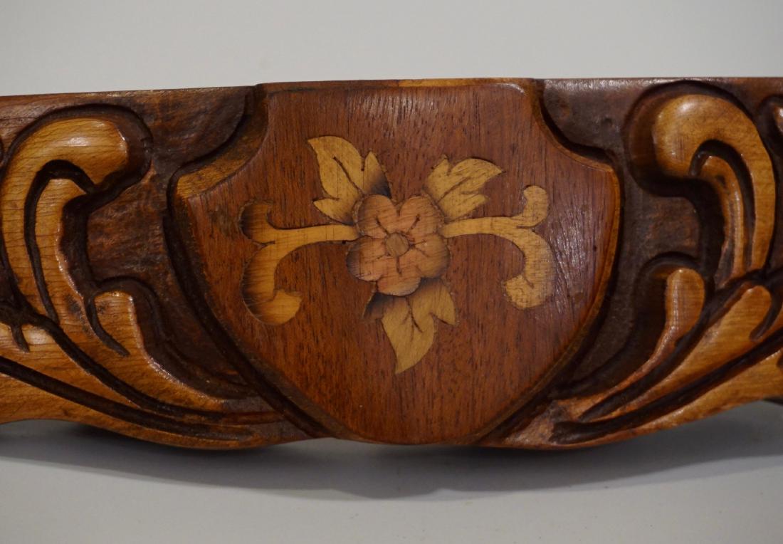 Antique Walnut Salvage Carved Fragment Shield Arch (1 of 4)