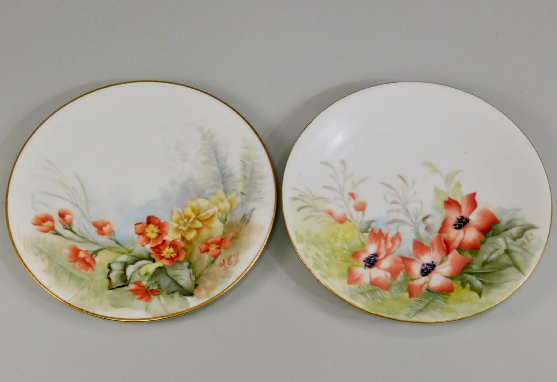Antique Hand Painted Signed Porcelain Small Plate Lot (1 of 5)