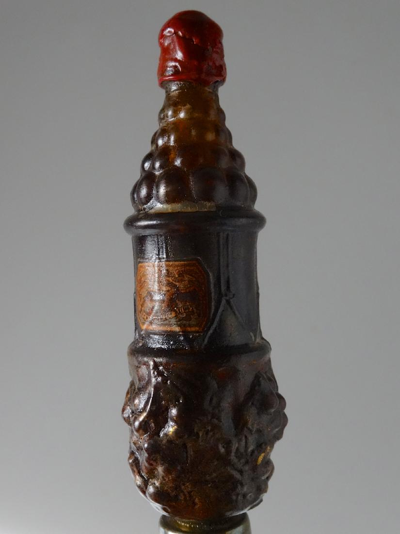 Amber Glass Miniature Antique Wine Bottle Vintage Lamp: Amber Glass Miniature Antique Wine Bottle Vintage Lamp Shade Finial Sealed Full Bottle With Contents Part of a large collection of unique and unusual lamp finials which we will be auctioning in Novemb