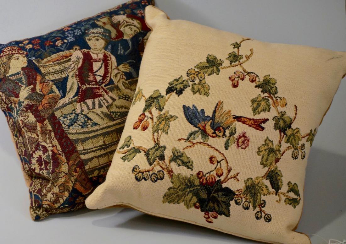 Lot of 2 Designer Tapestry Pillows Bird Renaissance (1 of 5)