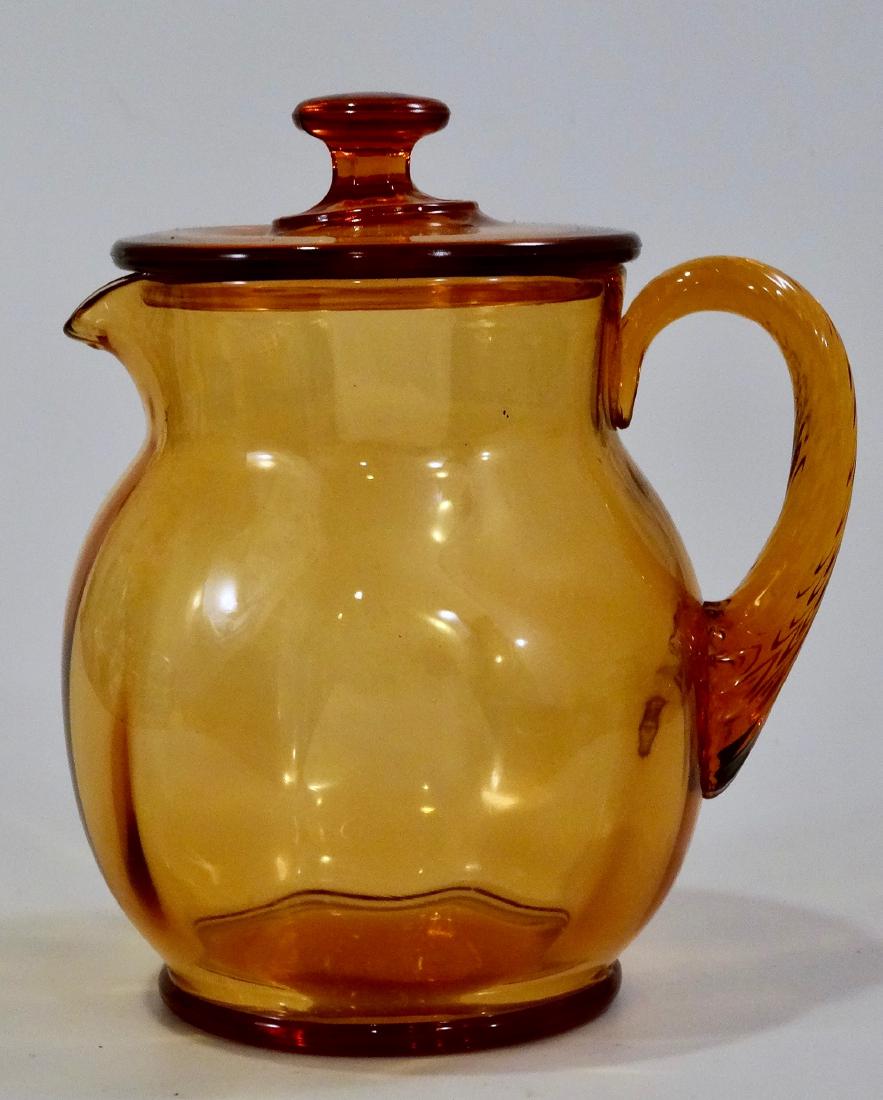 Vintage Amber Glass Lidded Pitcher (1 of 7)