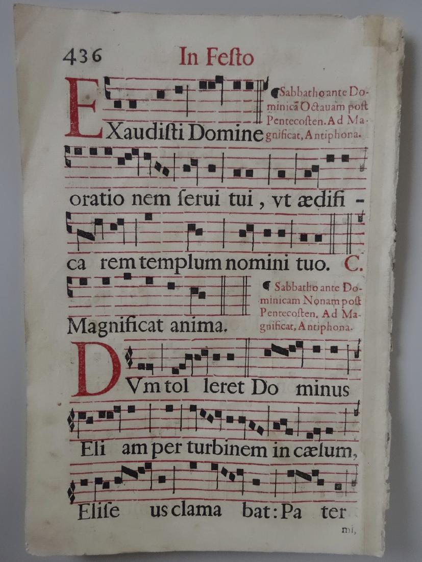 Latin Hymnal Music Sheet Antique Double Sided Page (1 of 3)