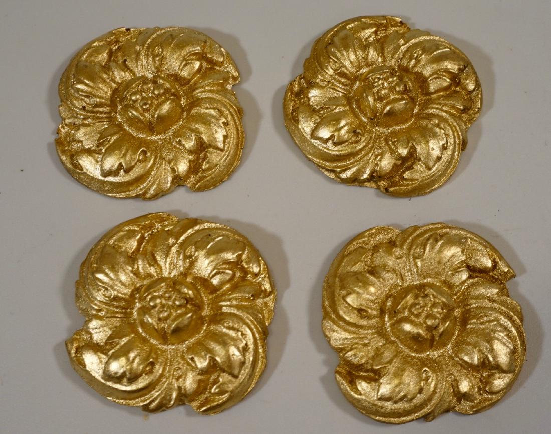 Gold Painted French Rosettes Old Stock Restoration: Gold Painted French Rosettes Old Stock Restoration Parts Lot of 4 Approximately 2 inches in diameter.