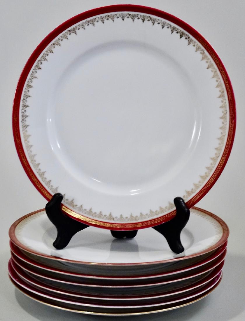 Assembled Group Burgundy Border Dinner Plates Maria (1 of 5)
