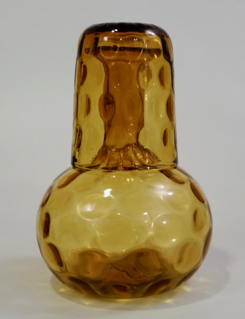 Thumbprint Dotted Amber Glass Bedside Carafe Bottle (1 of 5)