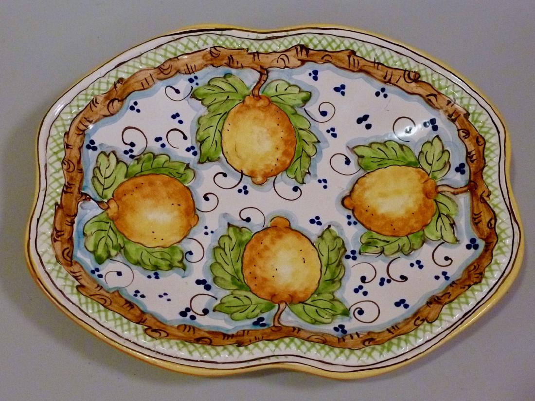 Italian Sicilian Majolica Pottery Platter Limoni Hand (1 of 5)