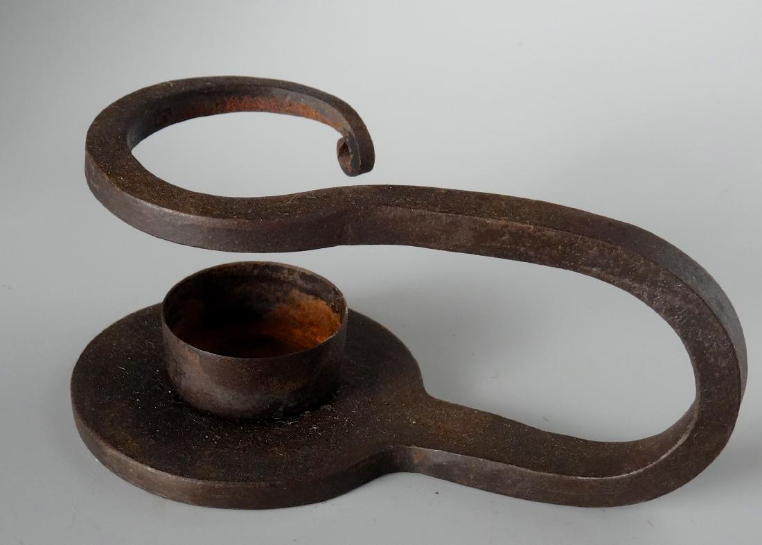 Forged Wrought Iron Candleholder Heavy Circular Base (1 of 4)