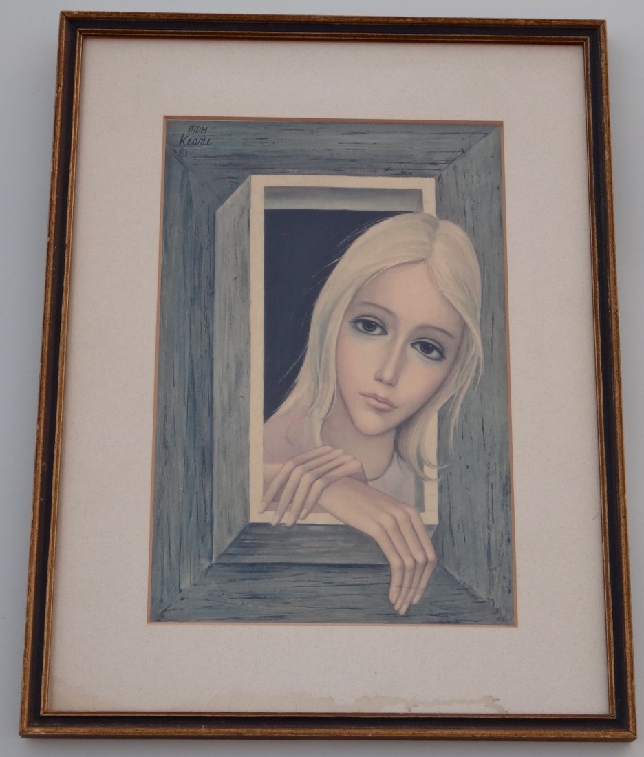 Vintage 1962 Margaret Keane Mid Century Portrait Print (1 of 5)