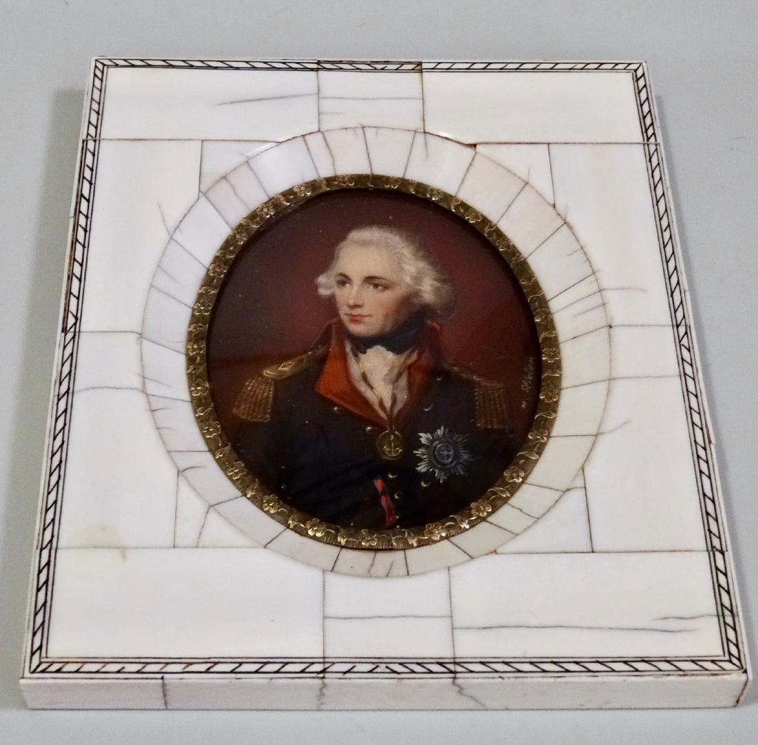 Admiral Nelson Signed Antique Miniature Naval Portrait (1 of 7)