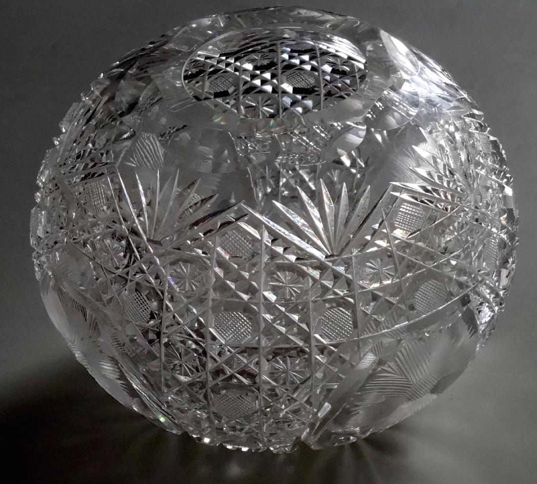Vintage Cut Glass Ball Vase Crystal Rose Bowl