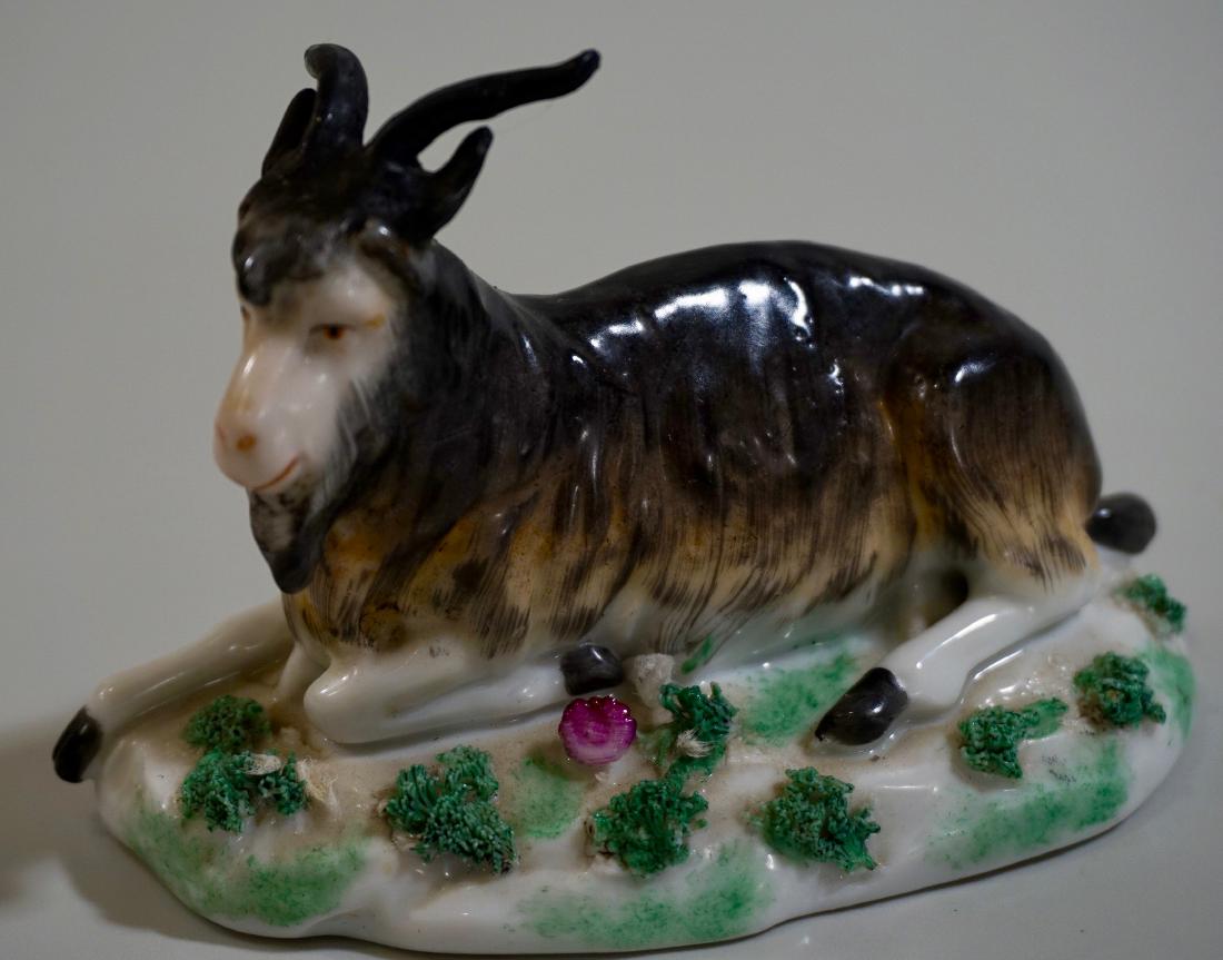 Antique Chelsea Pottery Goat Porcelain Figurine (1 of 5)