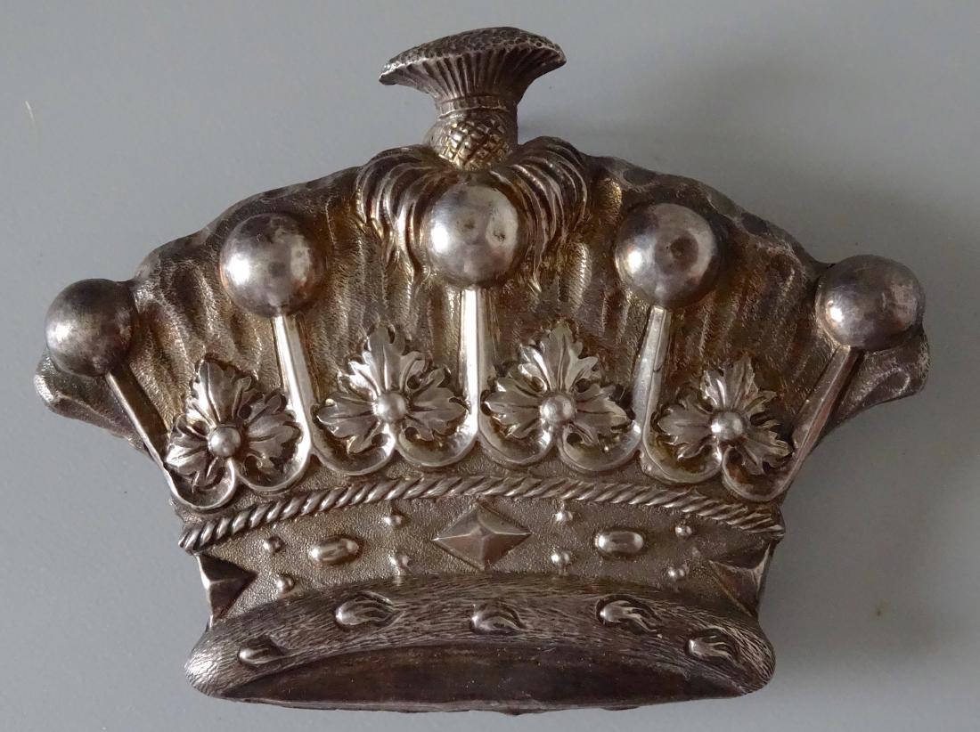 Antique Hand Chiseled Coronet Military Silver Insignia: Antique Hand Chiseled Coronet Military Silver Insignia Approximately 2 7/8 inches x 2 1/4".