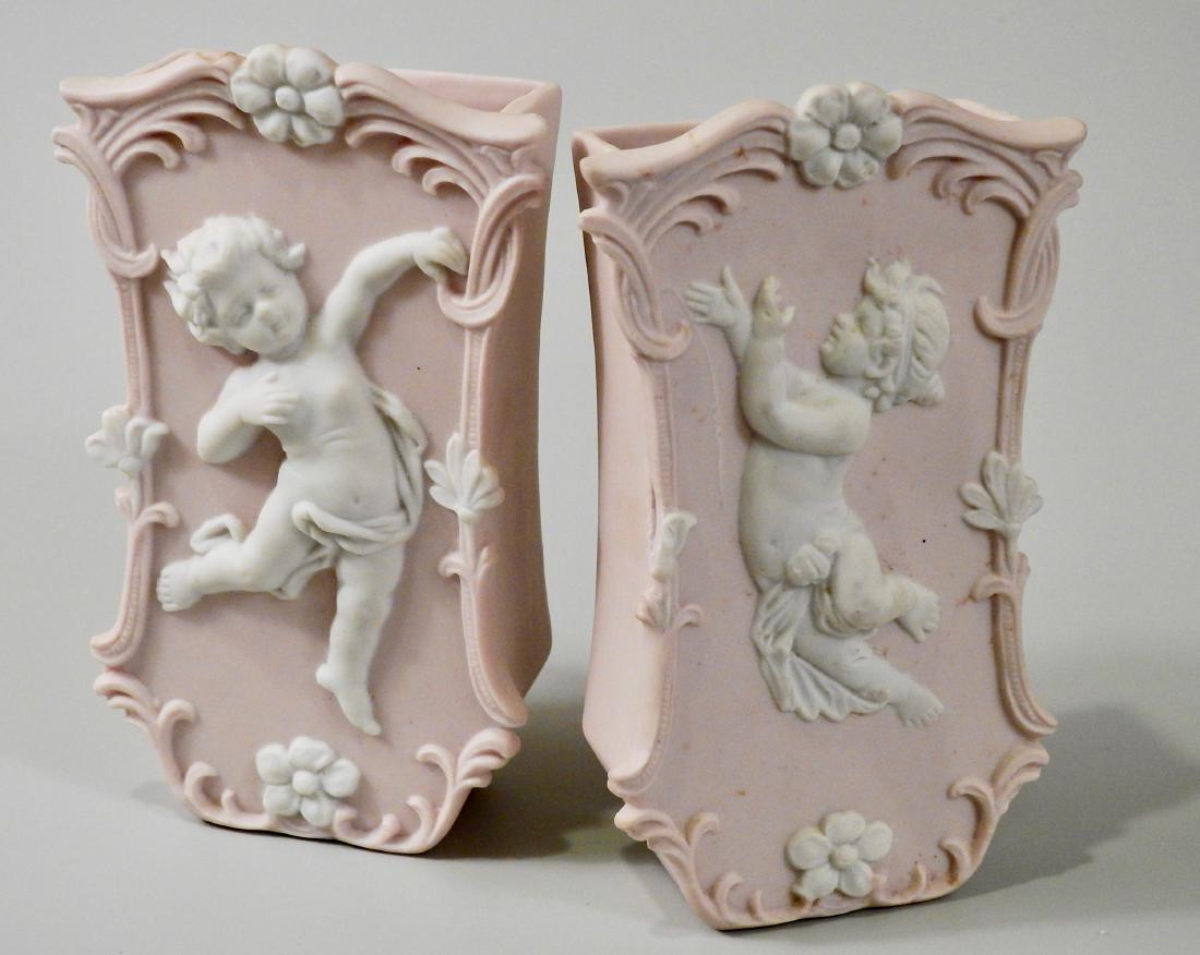 Vintage Pink Jasper Cupid and Psyche Wall Pockets Made (1 of 4)