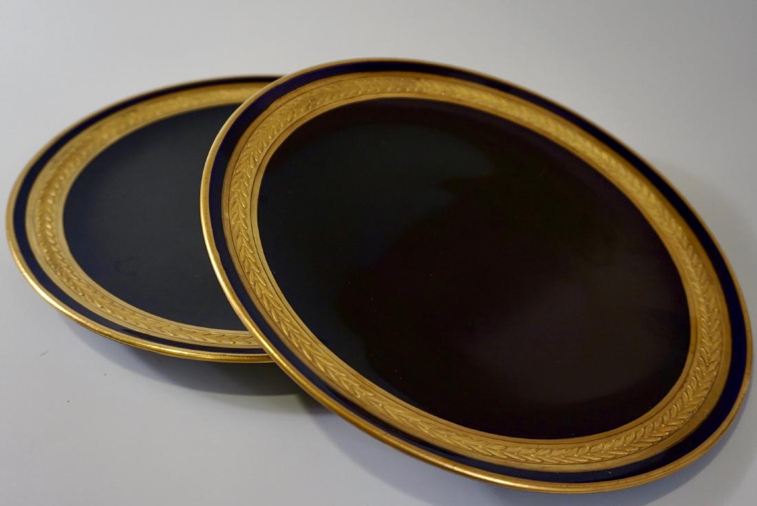 Antique French Faience Cobalt Cabinet Plate Lot of 2 (1 of 7)