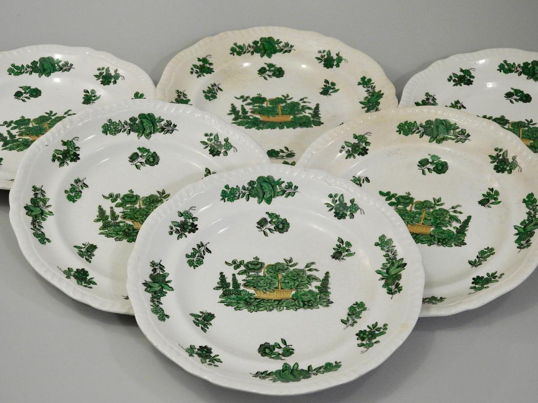 Copeland Spode Green Basket Gadroon Salad Plates Lot of: Copeland Spode Green Basket Gadroon Salad Plates Lot of 6 English Bone China Approximately 7 3/4 inches in diameter.