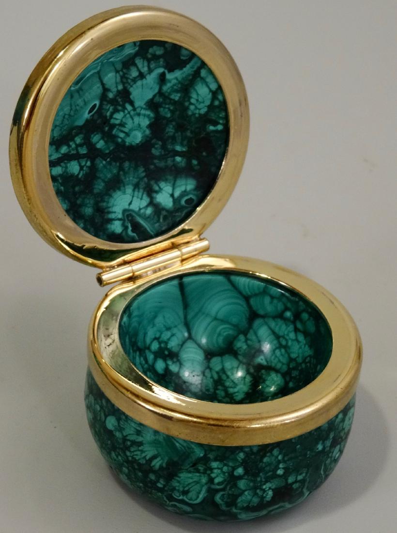 Malachite Hinged Pill Snuff Round Box (1 of 8)