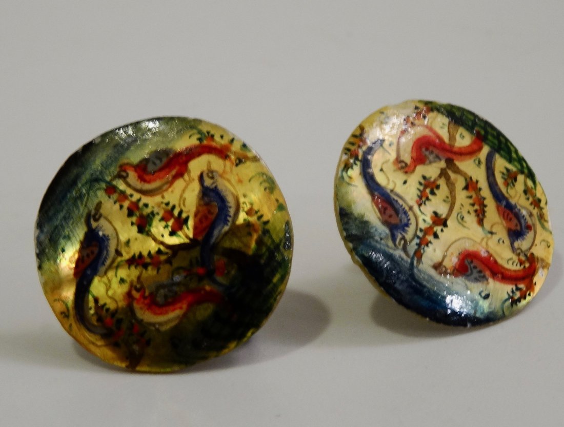 Nacre Hand Painted Birds Mother Of Pearl Clip Earrings (1 of 4)