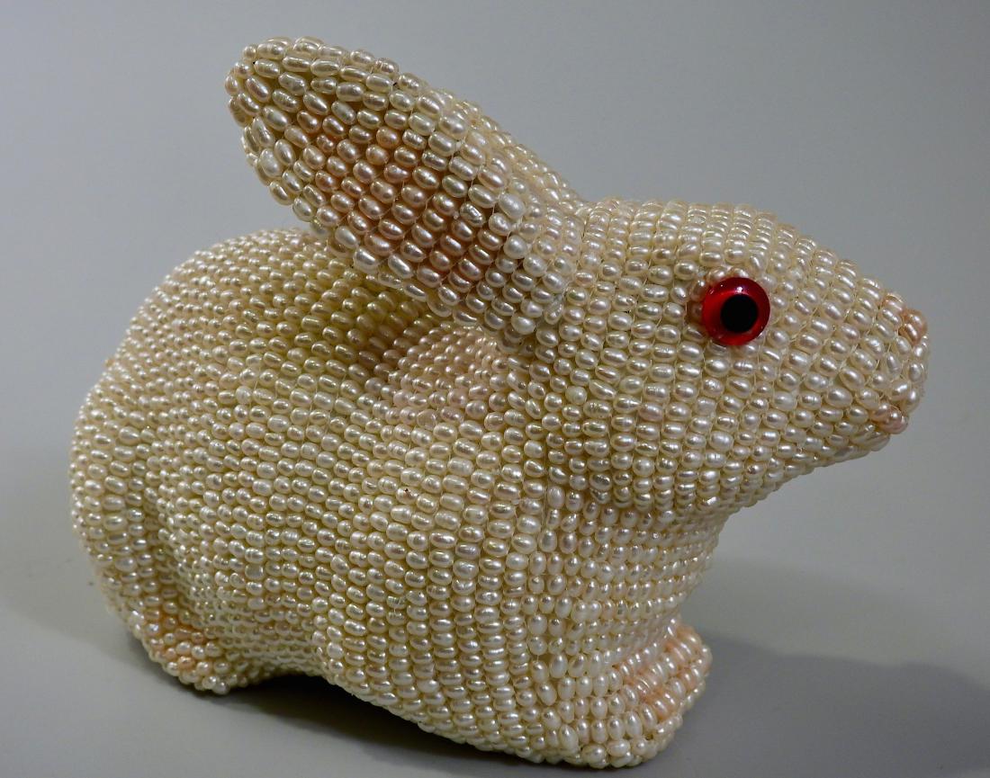 Unique River Pearl Clad Bunny Rabbit Figurine (1 of 6)