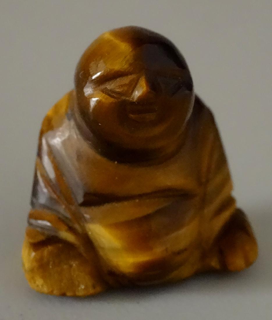 Tiger Eye Chinese Stone Carved Buddha Miniature (1 of 5)