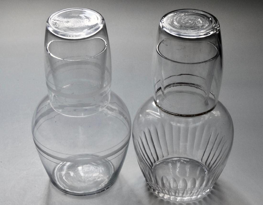 Bedside Carafe Paneled And Clear Glass: Bedside Carafe Paneled And Clear Glass Approximately 7 3/16 and 7 1/4 inches tall overall.