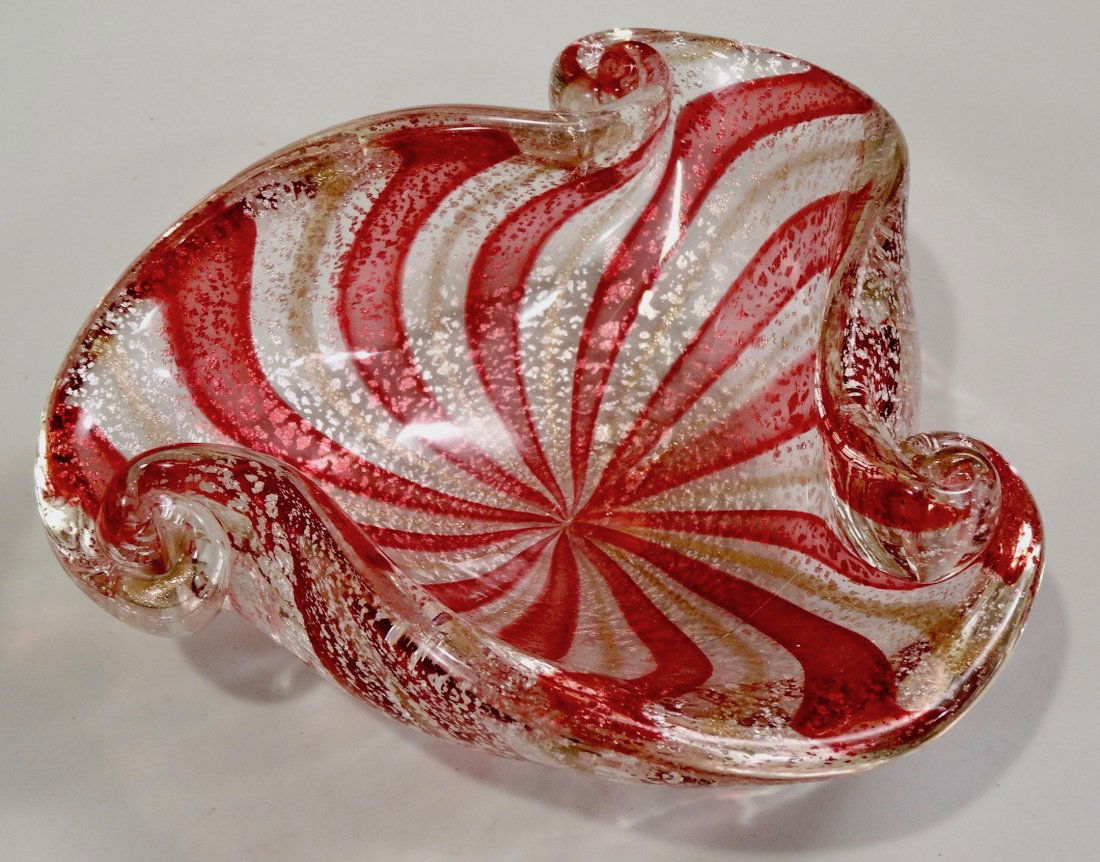 Vintage Venetian Art Glass Bowl Vase Silver Flecks (1 of 8)