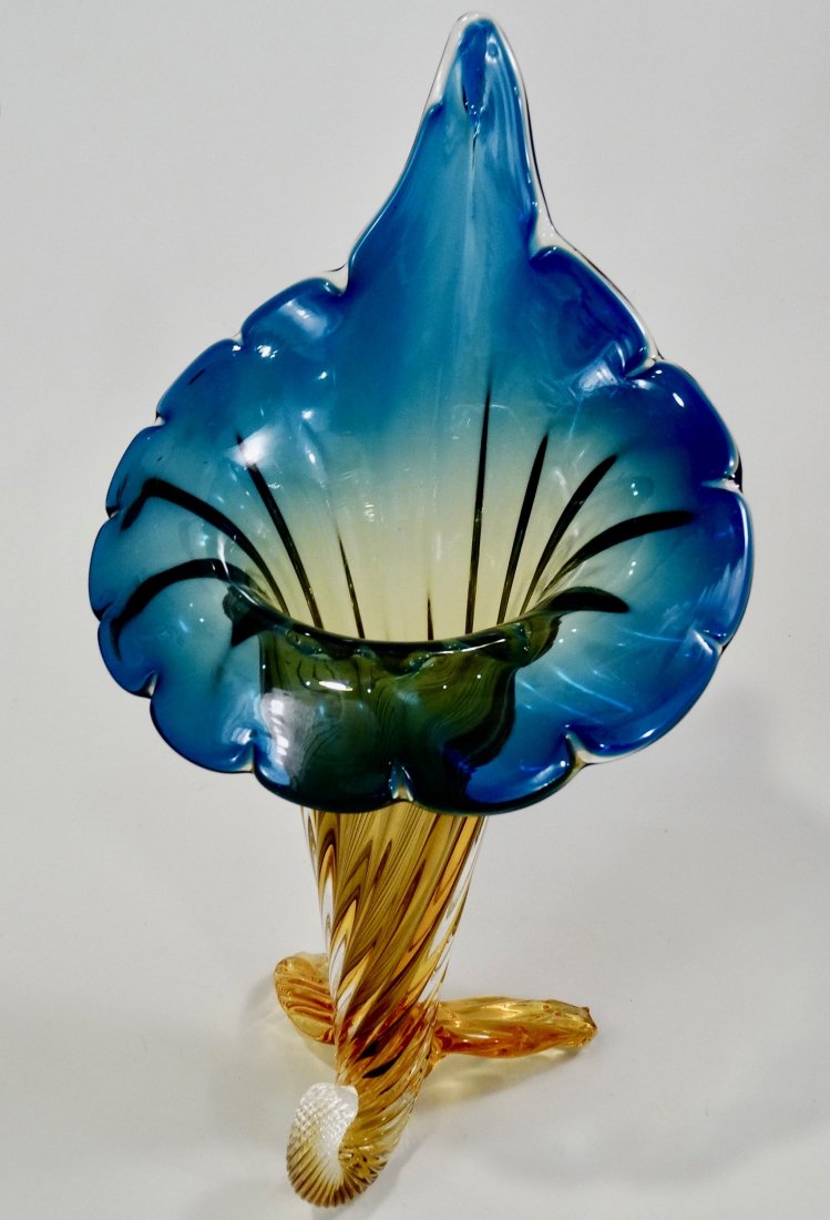 Vintage Murano Cornucopia Jack in the Pulpit Vase Tinte (1 of 10)