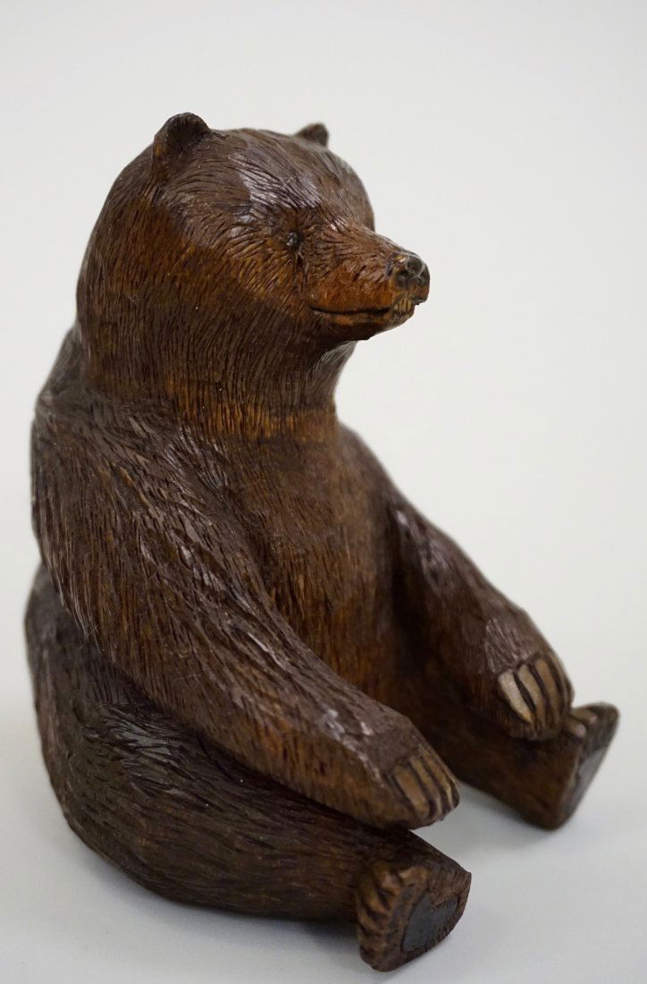 Black Forest Carved Bear Figurine Glass Eyes Signed (1 of 8)