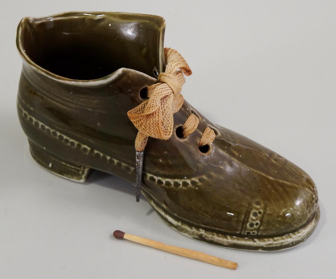 German Ceramic Shoe Matchstick Holder Original Shoelace (1 of 8)