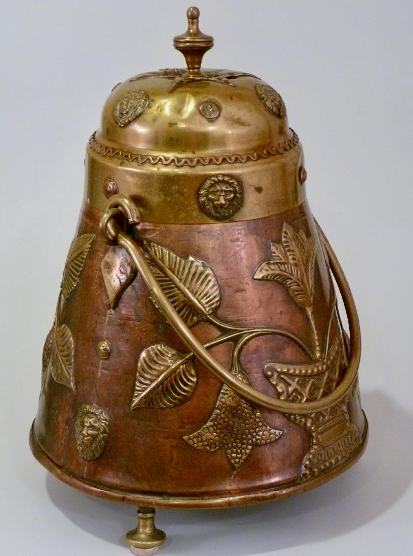Tramp Art Copper And Brass Coal Hod Mantel Bucket Fire (1 of 7)
