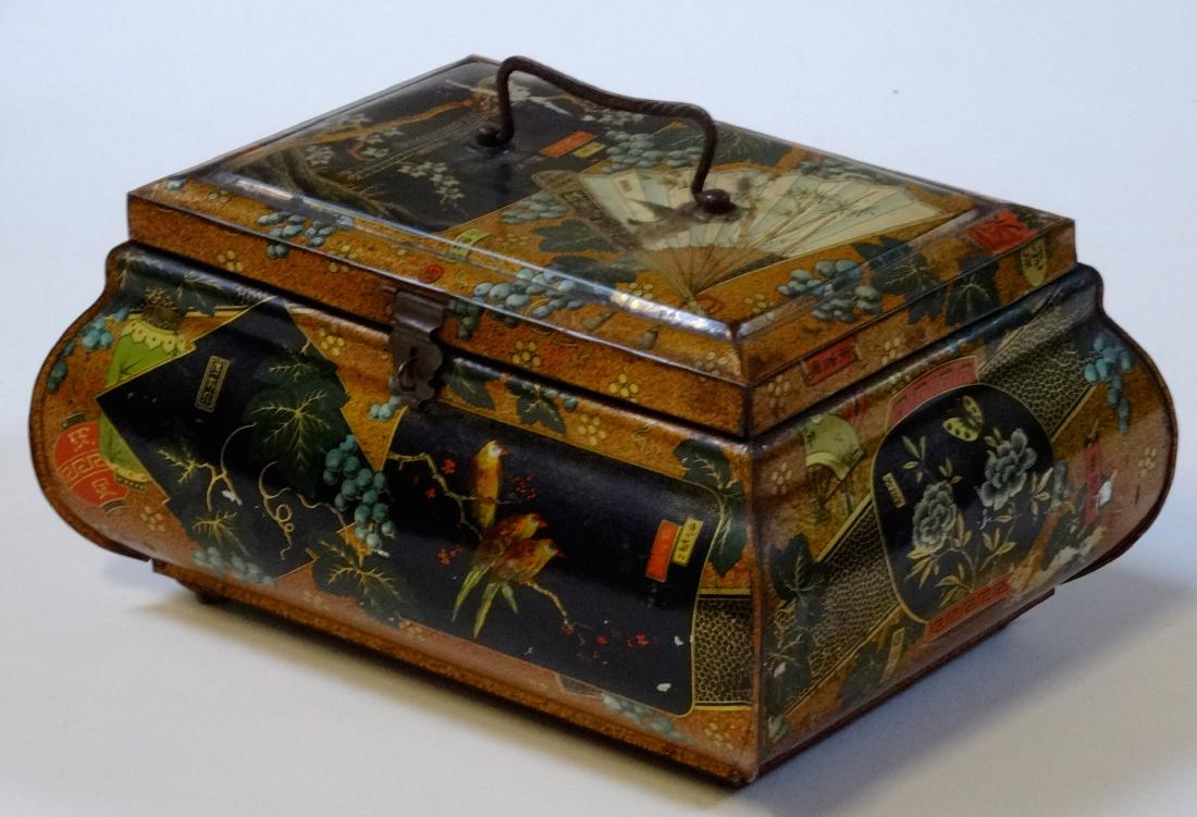 Antique Victorian Chinese Export Tea Tin Litho Large (1 of 8)