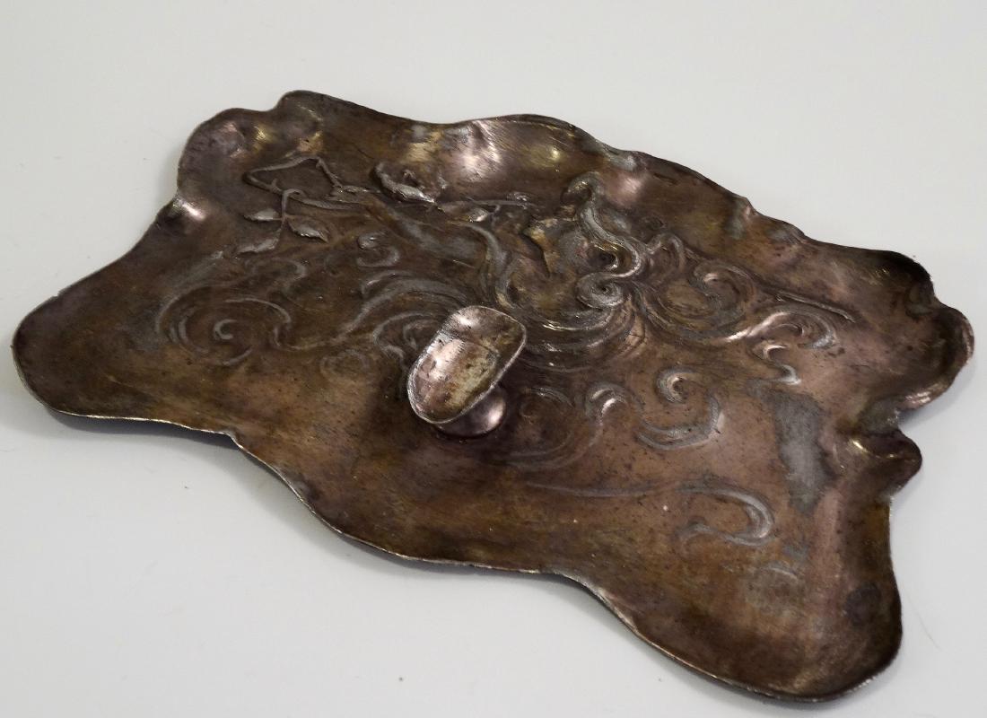 Art Nouveau Lady Silvered Pewter Ashtray Dish (1 of 7)