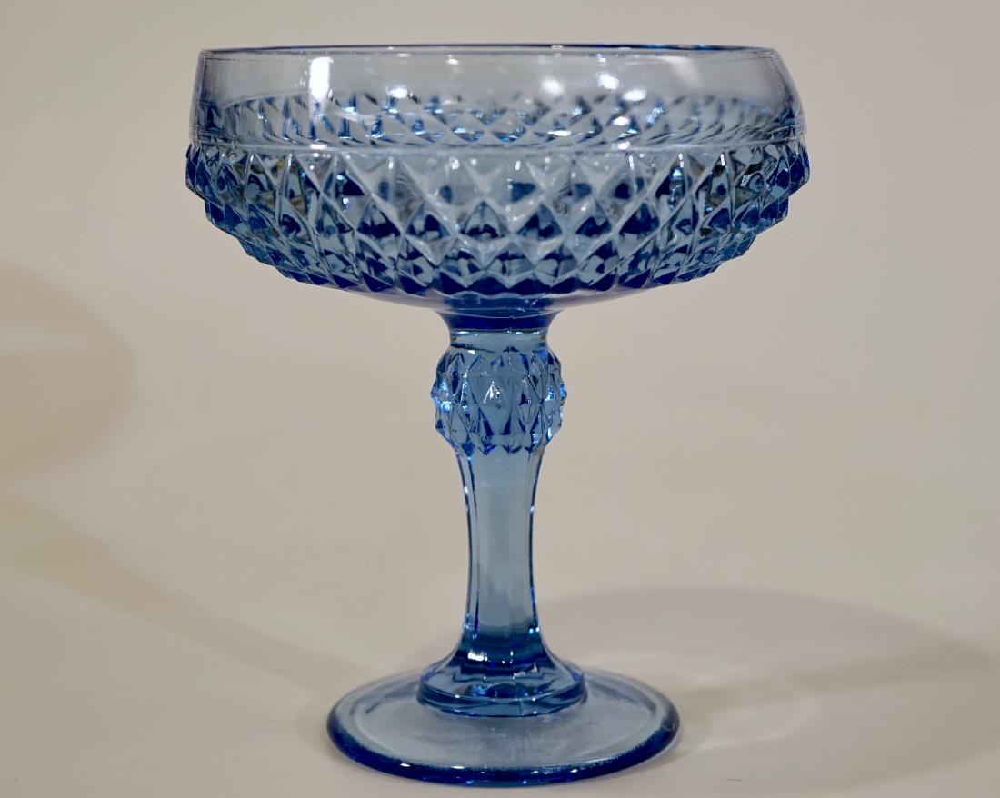Vintage Blue Diamond Point Pattern Compote Indiana (1 of 5)