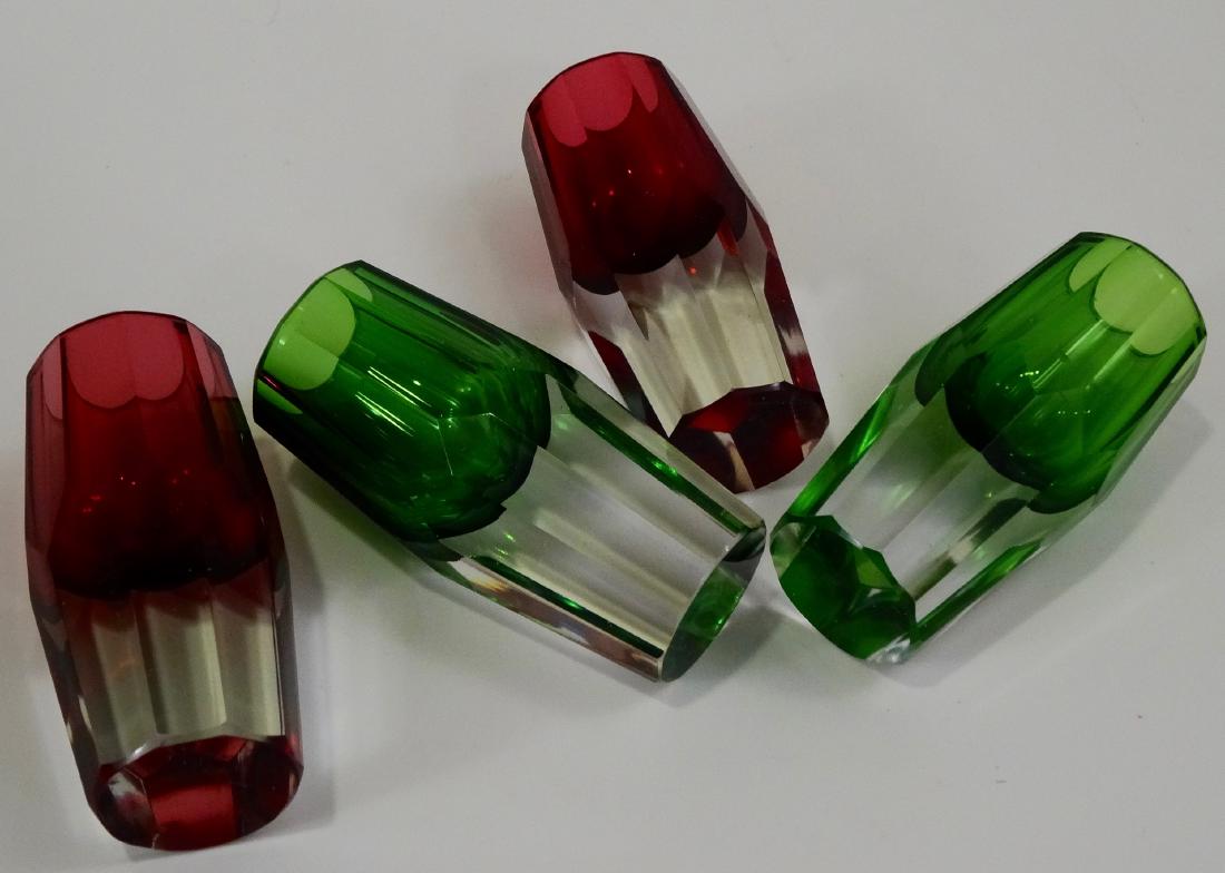 Green Ruby Crystal Shot Glasses Heavy Faceted Cut Base (1 of 7)